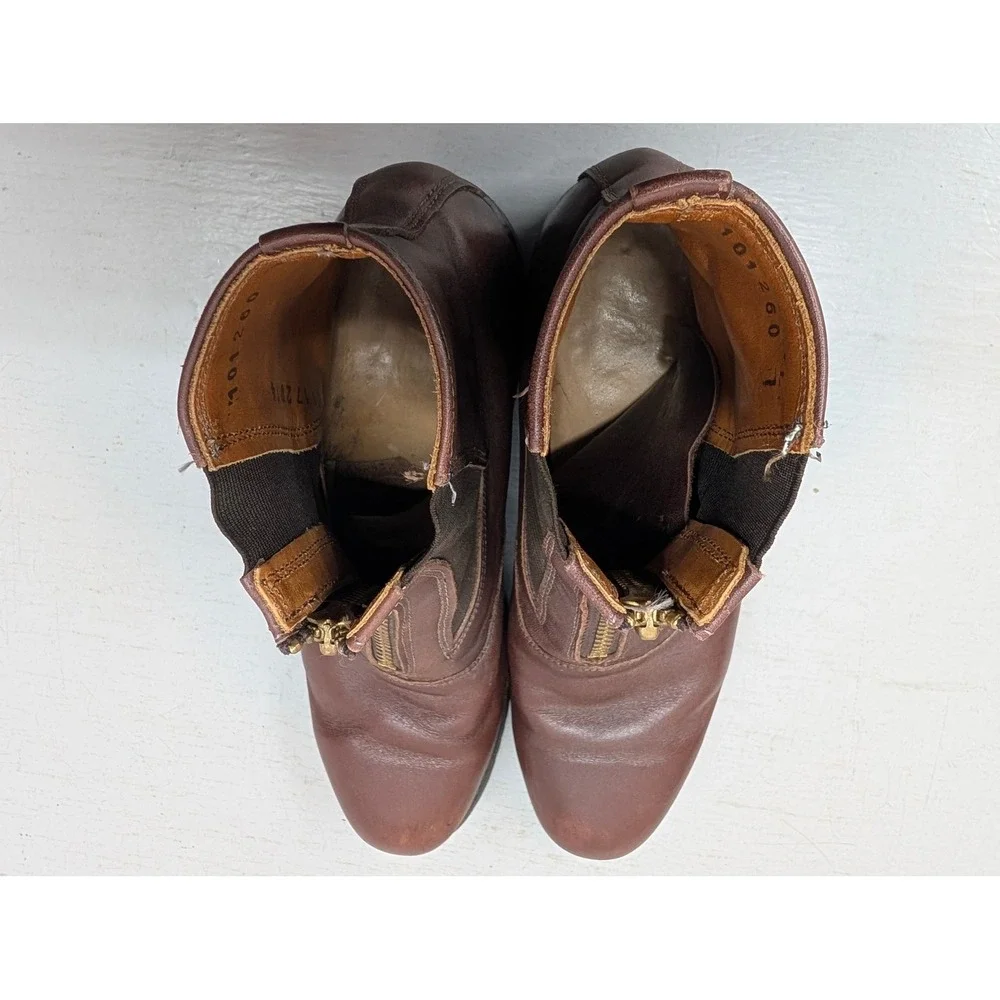 A.M. Kroop & Son Custom Front Zip Paddock Equestrian Boots Brown Leather Size 7